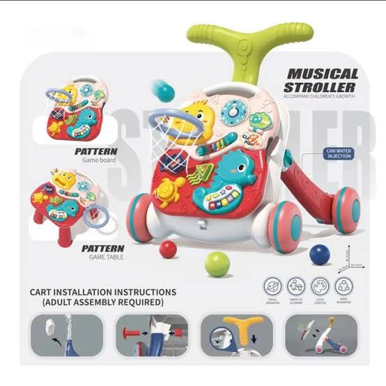 2-in-1 Musical Baby Push Walker