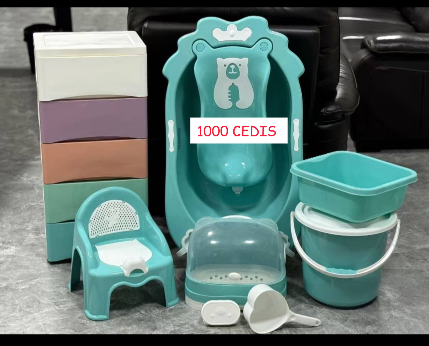 Too Cute Baby Bath Tub Set & Infant Station with Storage Cabinet