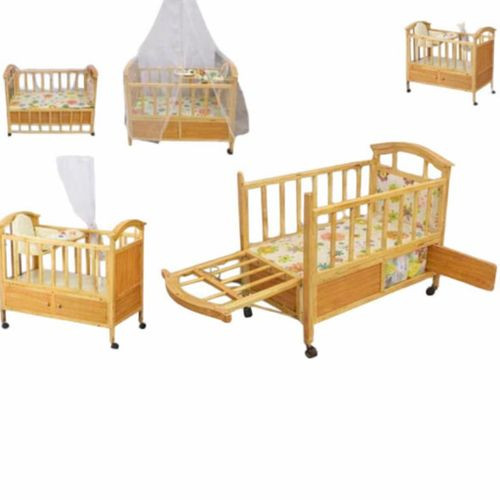 Brave Baby Premium Wooden Cot - Classic Brown