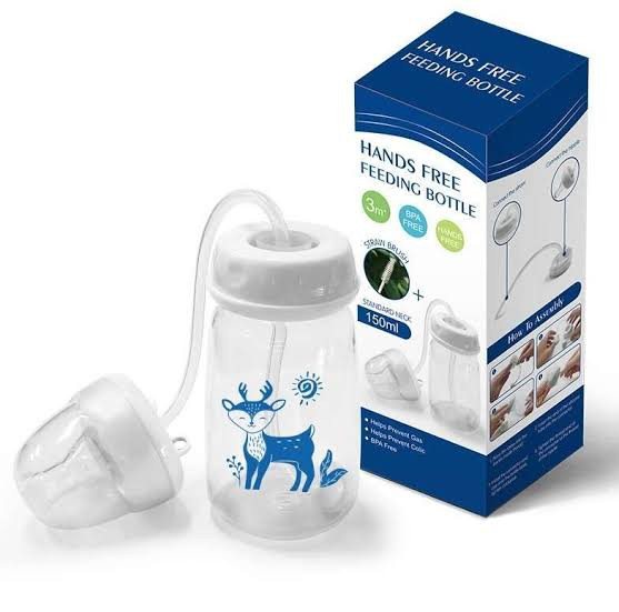Hands-Free Baby Feeding Bottle (150ml/5oz) - Anti-Colic Self-Feeding System