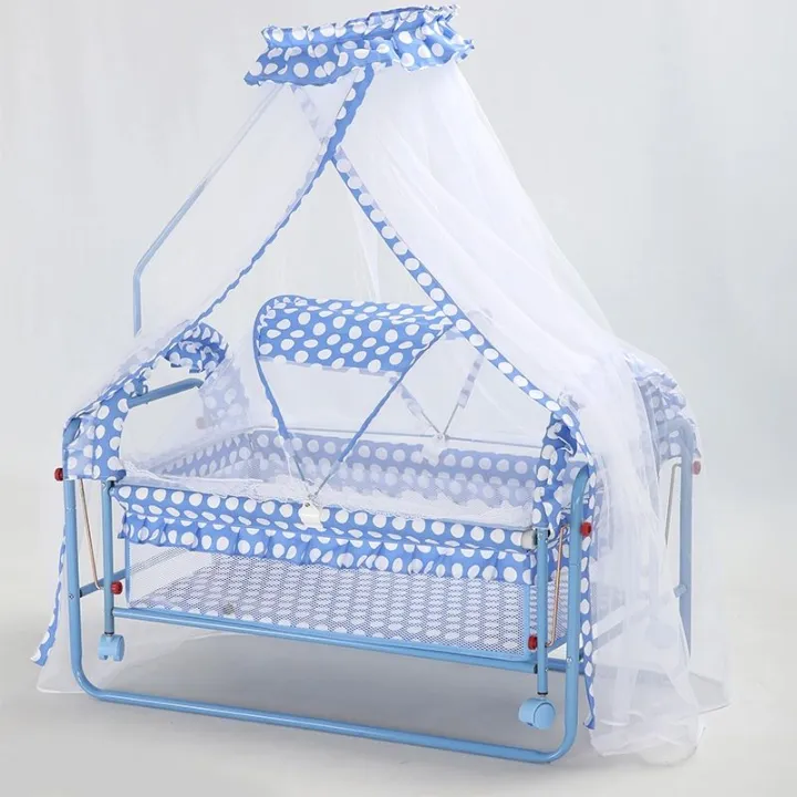 Baby Swinging Crib & Cradle Cot with Mosquito Net for Newborns