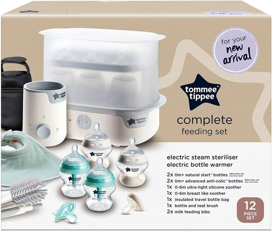 Tommee Tippee Complete Feeding Set 447839 - Newborn Bottle & Steriliser Kit
